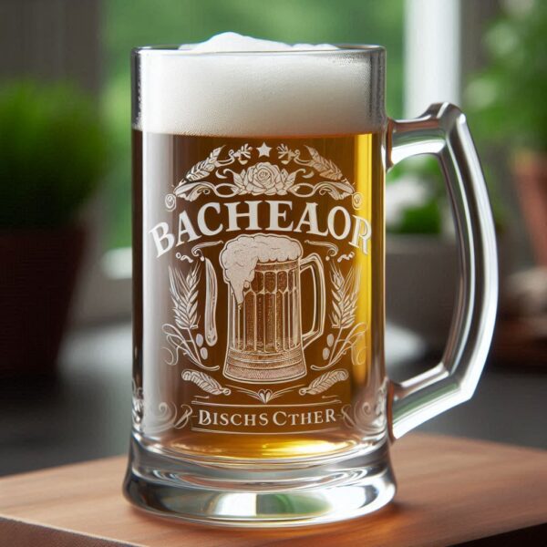 Personalized Deep Engraved Bachelor Party beer mug Glasses - Custom Groomsmen Gifts beer mug glass deep engraving your name, logo, monogram, photo, deep engraving