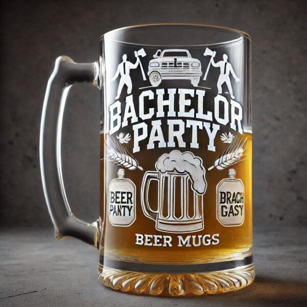 Personalized Deep Engraved Bachelor Party beer mug Glasses - Custom Groomsmen Gifts beer mug glass deep engraving your name, logo, monogram, photo, deep engraving