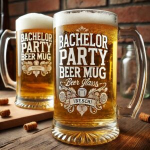 Personalized Deep Engraved Bachelor Party beer mug Glasses - Custom Groomsmen Gifts beer mug glass deep engraving your name, logo, monogram, photo, deep engraving