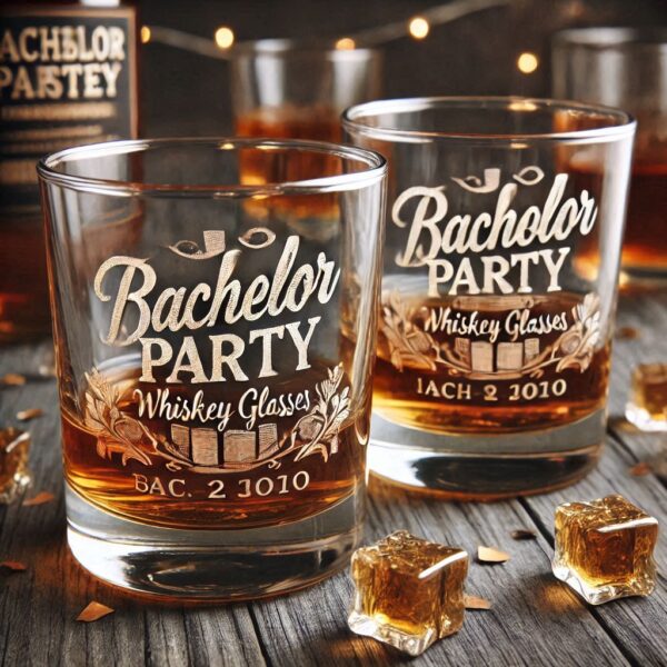 Personalized Deep Engraved Bachelor Party whiskey Glasses - Custom Groomsmen Gifts whiskey glass deep engraving your name, logo, monogram, photo, deep engraving