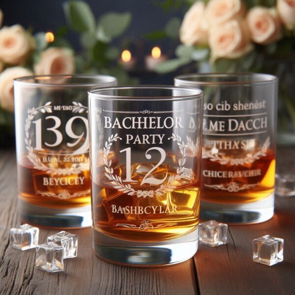 Personalized Deep Engraved Bachelor Party whiskey Glasses - Custom Groomsmen Gifts whiskey glass deep engraving your name, logo, monogram, photo, deep engraving