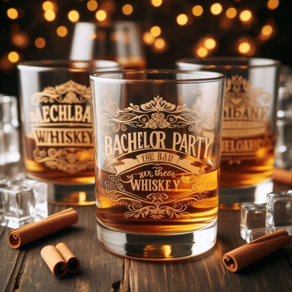 Personalized Deep Engraved Bachelor Party whiskey Glasses - Custom Groomsmen Gifts whiskey glass deep engraving your name, logo, monogram, photo, deep engraving