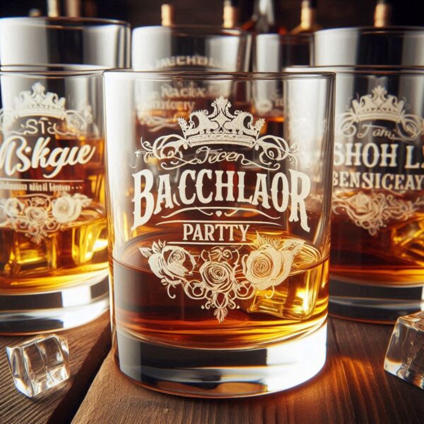 Personalized Deep Engraved Bachelor Party whiskey Glasses - Custom Groomsmen Gifts whiskey glass deep engraving your name, logo, monogram, photo, deep engraving