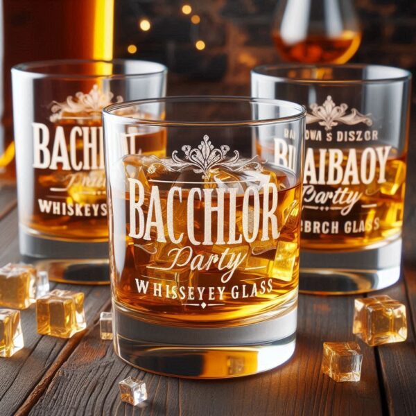 Personalized Deep Engraved Bachelor Party whiskey Glasses - Custom Groomsmen Gifts whiskey glass deep engraving your name, logo, monogram, photo, deep engraving