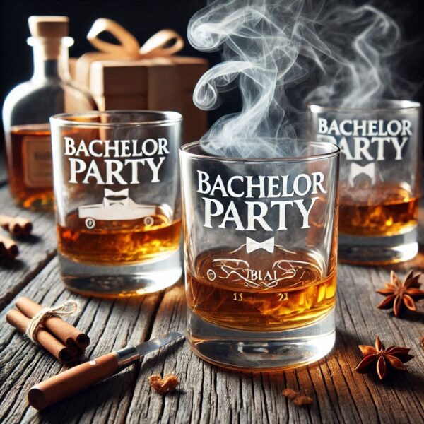 Personalized Deep Engraved Bachelor Party whiskey Glasses - Custom Groomsmen Gifts whiskey glass deep engraving your name, logo, monogram, photo, deep engraving