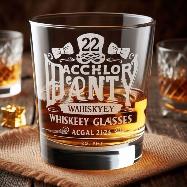 Personalized Deep Engraved Bachelor Party whiskey Glasses - Custom Groomsmen Gifts whiskey glass deep engraving your name, logo, monogram, photo, deep engraving