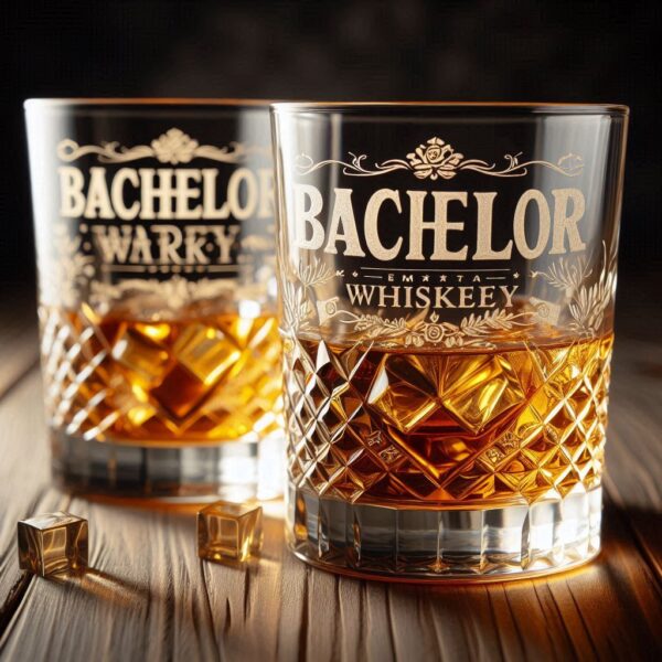 Personalized Deep Engraved Bachelor Party whiskey Glasses - Custom Groomsmen Gifts whiskey glass deep engraving your name, logo, monogram, photo, deep engraving