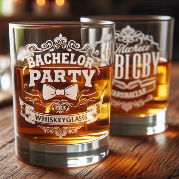 Personalized Deep Engraved Bachelor Party whiskey Glasses - Custom Groomsmen Gifts whiskey glass deep engraving your name, logo, monogram, photo, deep engraving