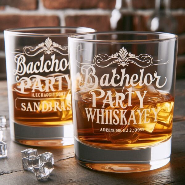 Personalized Deep Engraved Bachelor Party whiskey Glasses - Custom Groomsmen Gifts whiskey glass deep engraving your name, logo, monogram, photo, deep engraving