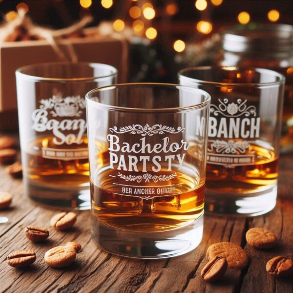 Personalized Deep Engraved Bachelor Party whiskey Glasses - Custom Groomsmen Gifts whiskey glass deep engraving your name, logo, monogram, photo, deep engraving