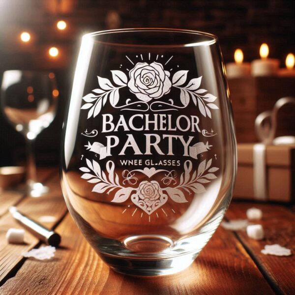 Personalized Deep Engraved Bachelor Party wine Glasses - Custom Groomsmen Gifts wine glass deep engraving your name, logo, monogram, photo, deep engraving