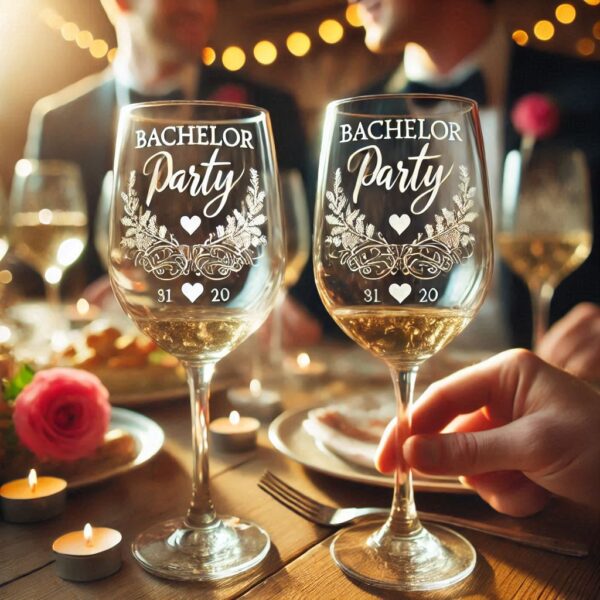 Personalized Deep Engraved Bachelor Party wine Glasses - Custom Groomsmen Gifts wine glass deep engraving your name, logo, monogram, photo, deep engraving