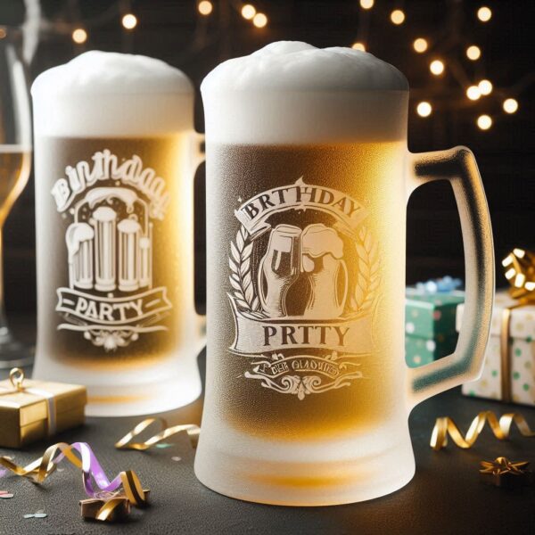 Personalized deep Engraved Birthday Party beer mug Glasses - Customizable Gift for Celebrations Gift name, logo, monogram all type deep engraving your beer mug glass