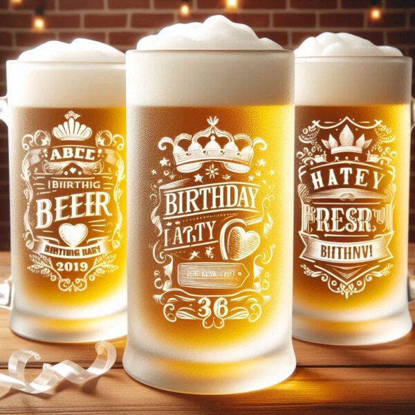 Personalized deep Engraved Birthday Party beer mug Glasses - Customizable Gift for Celebrations Gift name, logo, monogram all type deep engraving your beer mug glass