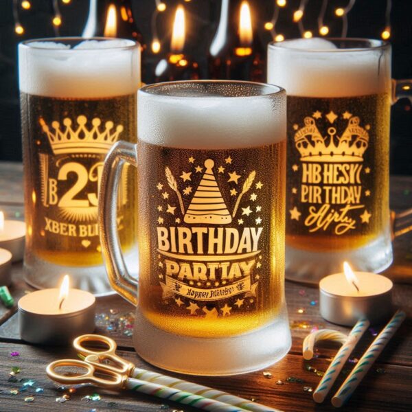 Personalized deep Engraved Birthday Party beer mug Glasses - Customizable Gift for Celebrations Gift name, logo, monogram all type deep engraving your beer mug glass