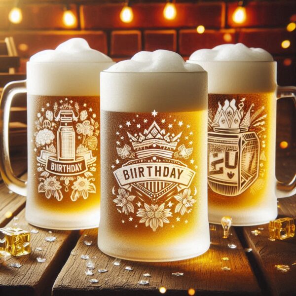 Personalized deep Engraved Birthday Party beer mug Glasses - Customizable Gift for Celebrations Gift name, logo, monogram all type deep engraving your beer mug glass