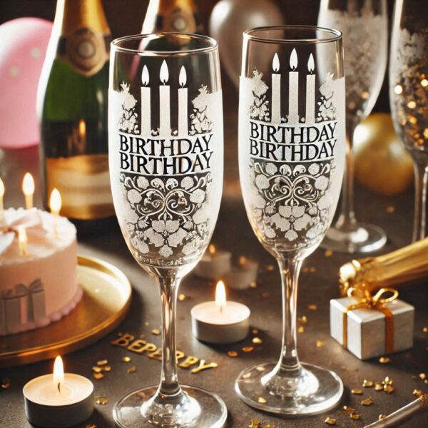 Personalized deep Engraved Birthday Party Champagne Glasses - Customizable Gift for Celebrations Gift name, logo, monogram all type deep engraving your Champagne glass