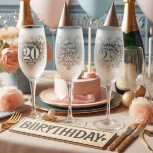 Personalized deep Engraved Birthday Party Champagne Glasses - Customizable Gift for Celebrations Gift name, logo, monogram all type deep engraving your Champagne glass