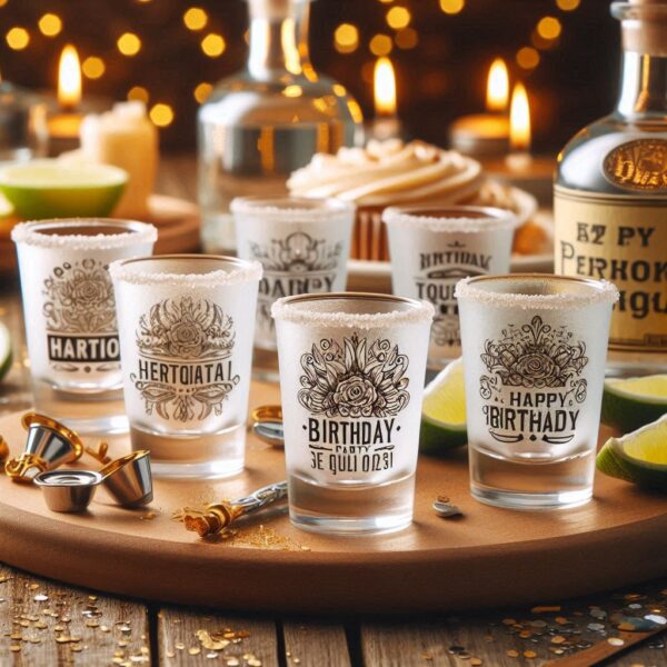 Personalized deep Engraved Birthday Party tequila shot Glasses - Customizable Gift for Celebrations Gift name, logo, monogram all type deep engraving your tequila shot glass