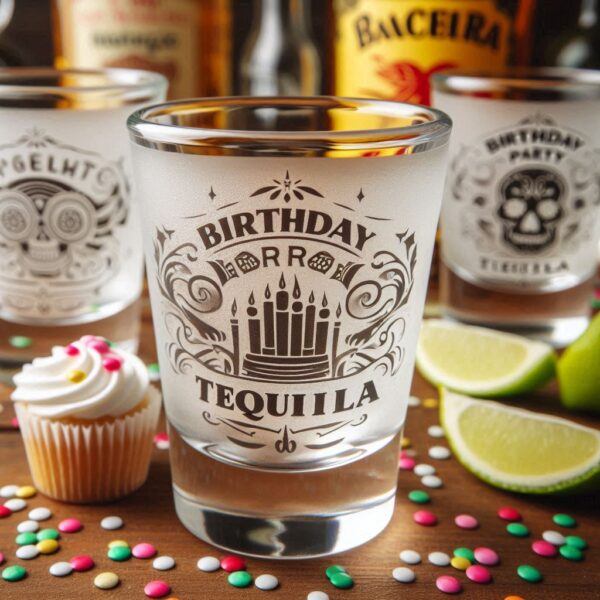 Personalized deep Engraved Birthday Party tequila shot Glasses - Customizable Gift for Celebrations Gift name, logo, monogram all type deep engraving your tequila shot glass