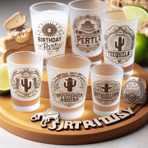 Personalized deep Engraved Birthday Party tequila shot Glasses - Customizable Gift for Celebrations Gift name, logo, monogram all type deep engraving your tequila shot glass