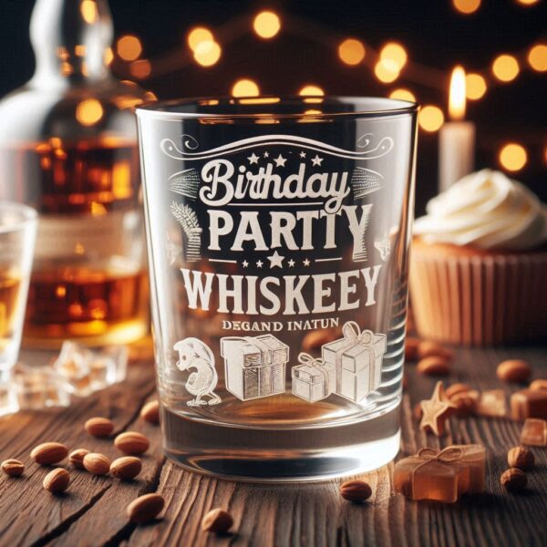 Personalized deep Engraved Birthday Party whiskey Glasses - Customizable Gift for Celebrations Gift name, logo, monogram all type deep engraving your whiskey glass