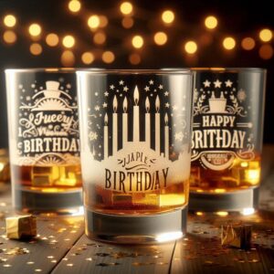 Personalized deep Engraved Birthday Party whiskey Glasses - Customizable Gift for Celebrations Gift name, logo, monogram all type deep engraving your whiskey glass