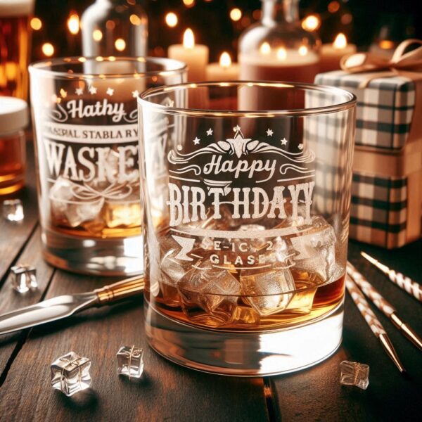 Personalized deep Engraved Birthday Party whiskey Glasses - Customizable Gift for Celebrations Gift name, logo, monogram all type deep engraving your whiskey glass