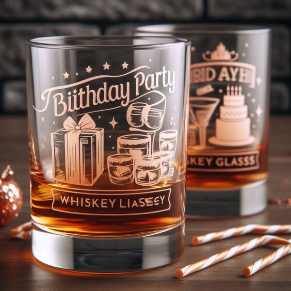 Personalized deep Engraved Birthday Party whiskey Glasses - Customizable Gift for Celebrations Gift name, logo, monogram all type deep engraving your whiskey glass