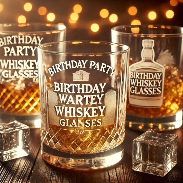 Personalized deep Engraved Birthday Party whiskey Glasses - Customizable Gift for Celebrations Gift name, logo, monogram all type deep engraving your whiskey glass