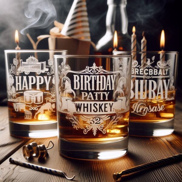 Personalized deep Engraved Birthday Party whiskey Glasses - Customizable Gift for Celebrations Gift name, logo, monogram all type deep engraving your whiskey glass