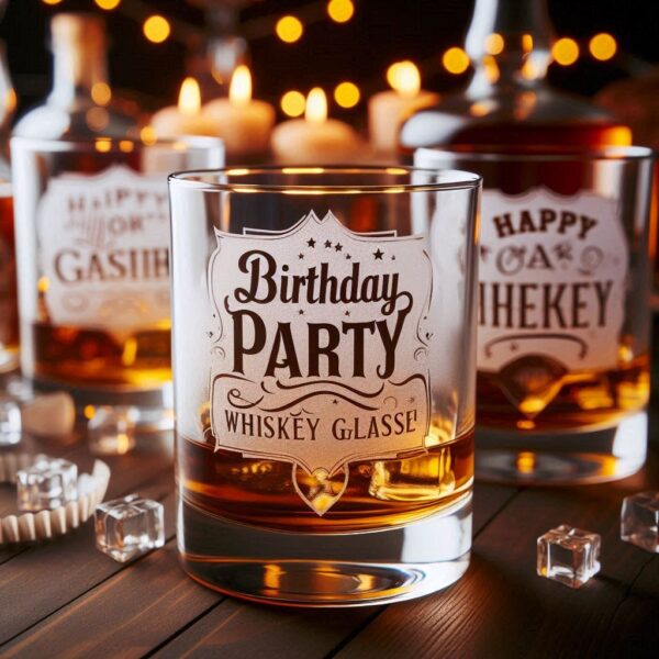 Personalized deep Engraved Birthday Party whiskey Glasses - Customizable Gift for Celebrations Gift name, logo, monogram all type deep engraving your whiskey glass