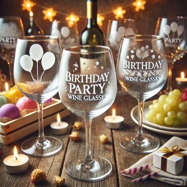 Personalized deep Engraved Birthday Party wine Glasses - Customizable Gift for Celebrations Gift name, logo, monogram all type deep engraving your wine glass