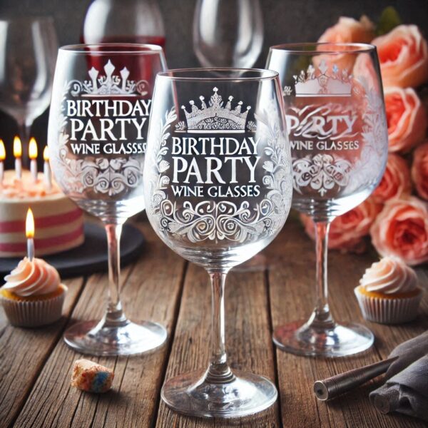 Personalized deep Engraved Birthday Party wine Glasses - Customizable Gift for Celebrations Gift name, logo, monogram all type deep engraving your wine glass