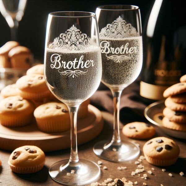 Personalized Deep Engraved Brother Party Wine Glasses - Custom Gift for Brother's Party