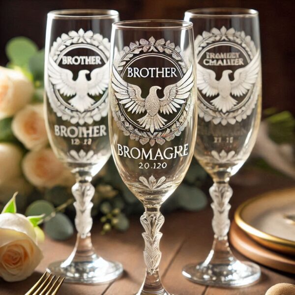 Personalized Deep Engraved Brother Party Champagne Glasses - Custom Gift for Brother's Party