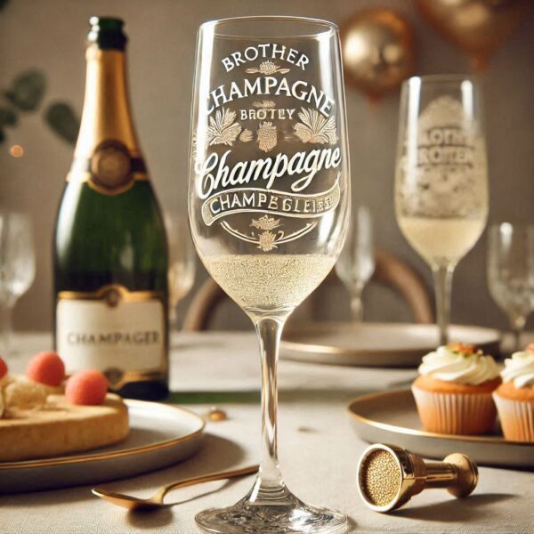 Personalized Deep Engraved Brother Party Champagne Glasses - Custom Gift for Brother's Party