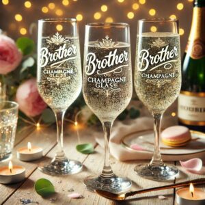 Personalized Deep Engraved Brother Party Champagne Glasses - Custom Gift for Brother's Party