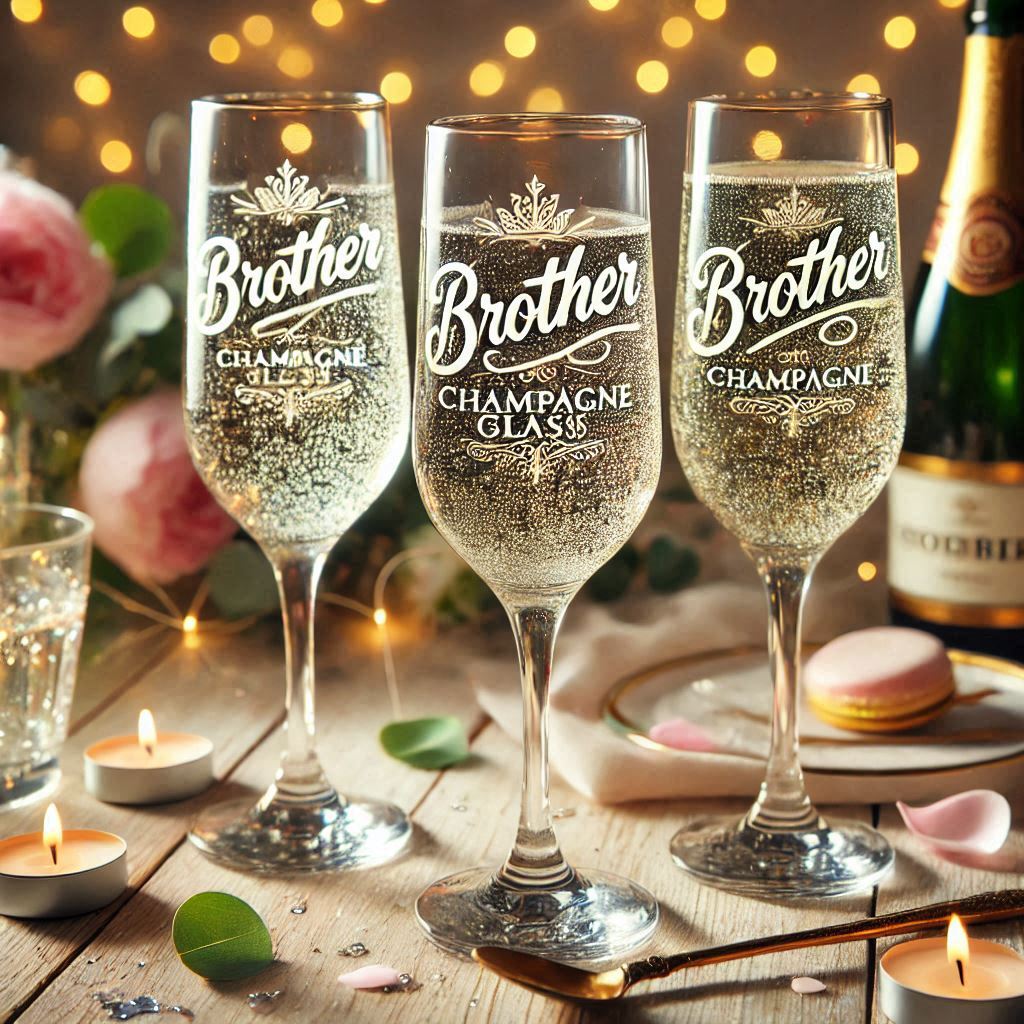 Personalized Deep Engraved Brother Party Champagne Glasses - Custom Gift for Brother's Party