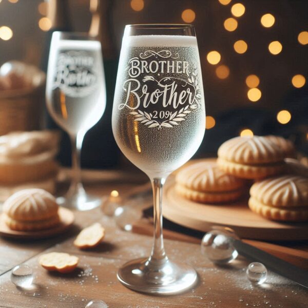 Personalized Deep Engraved Brother Party Champagne Glasses - Custom Gift for Brother's Party