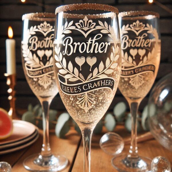 Personalized Deep Engraved Brother Party Champagne Glasses - Custom Gift for Brother's Party