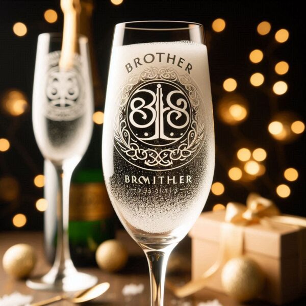 Personalized Deep Engraved Brother Party Champagne Glasses - Custom Gift for Brother's Party