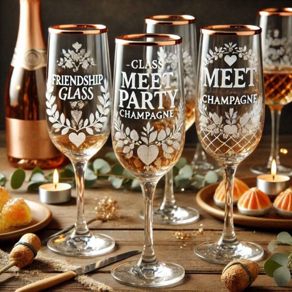 Celebrate in Style with Custom Deep Engraved Class Meet Party Champagne Glasses deep engraving your name, logo, photo, monogram, love symbol your Champagne glass deep engraving