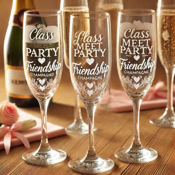 Celebrate in Style with Custom Deep Engraved Class Meet Party Champagne Glasses deep engraving your name, logo, photo, monogram, love symbol your Champagne glass deep engraving