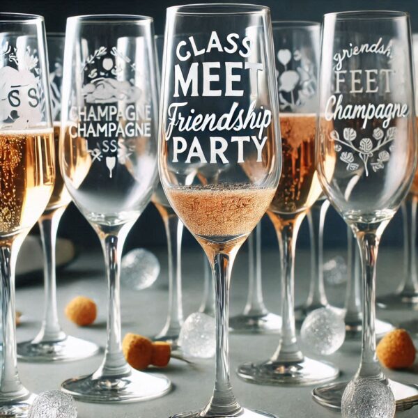 Celebrate in Style with Custom Deep Engraved Class Meet Party Champagne Glasses deep engraving your name, logo, photo, monogram, love symbol your Champagne glass deep engraving