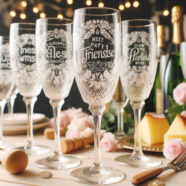 Celebrate in Style with Custom Deep Engraved Class Meet Party Champagne Glasses deep engraving your name, logo, photo, monogram, love symbol your Champagne glass deep engraving