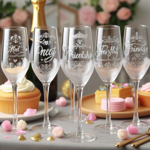 Celebrate in Style with Custom Deep Engraved Class Meet Party Champagne Glasses deep engraving your name, logo, photo, monogram, love symbol your Champagne glass deep engraving