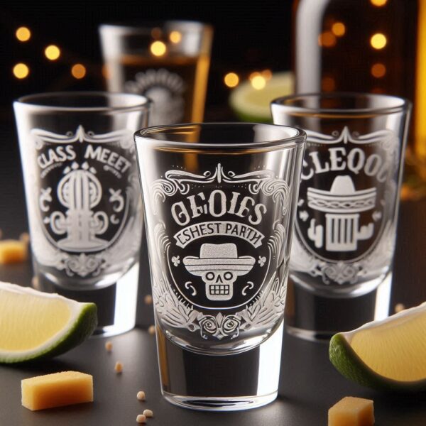 Celebrate in Style with Custom Deep Engraved Class Meet Party Tequila Shot Glasses deep engraving your name, logo, photo, monogram, love symbol your Tequila Shot glass deep engraving