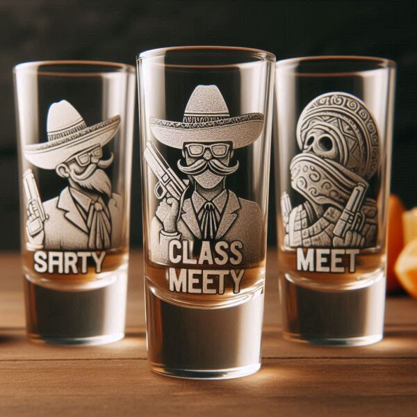 Celebrate in Style with Custom Deep Engraved Class Meet Party Tequila Shot Glasses deep engraving your name, logo, photo, monogram, love symbol your Tequila Shot glass deep engraving