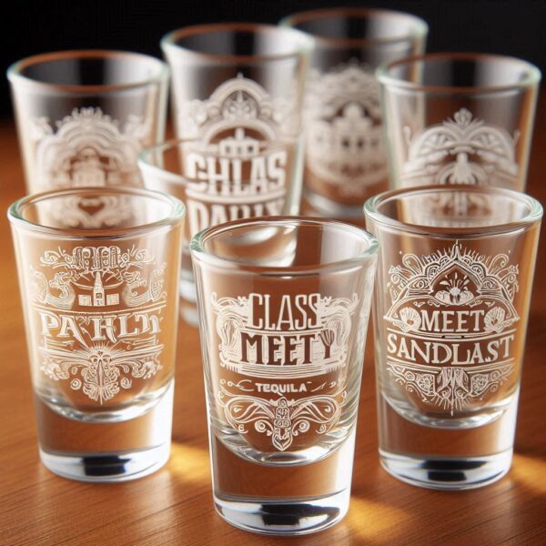 Celebrate in Style with Custom Deep Engraved Class Meet Party Tequila Shot Glasses deep engraving your name, logo, photo, monogram, love symbol your Tequila Shot glass deep engraving